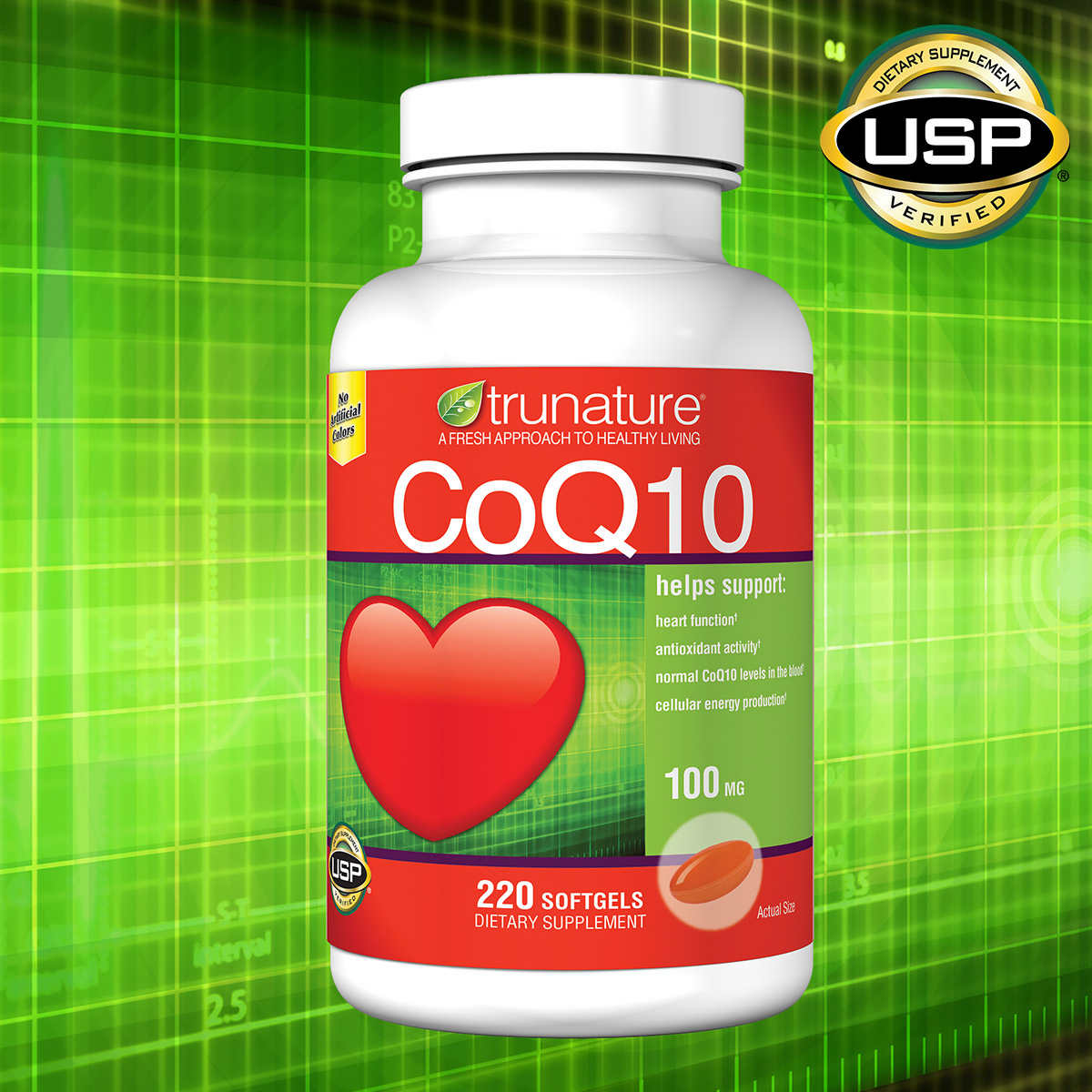 Viên uống hỗ trợ tim mạch Trunature  Coenzyme CoQ10 220viên Mỹ